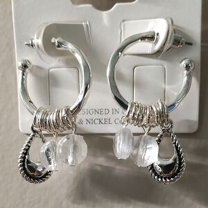 Elegant Silver and Clear Hoop Earrings